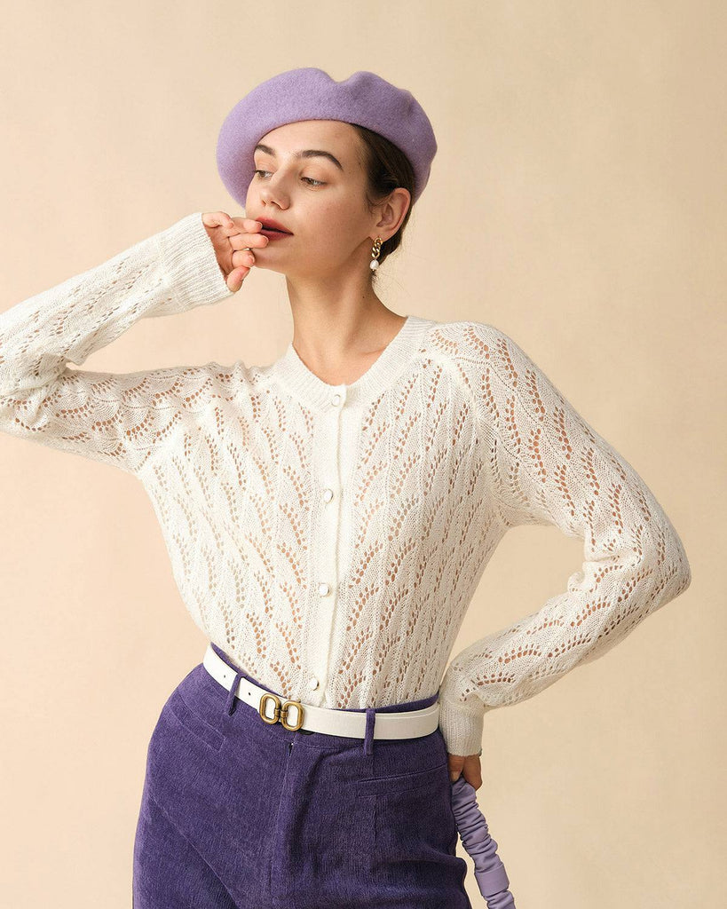 The Solid Cutout Knit Cardigan - RIHOAS