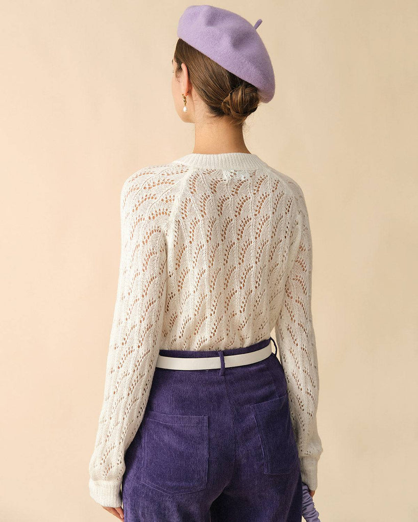 The Solid Cutout Knit Cardigan - RIHOAS