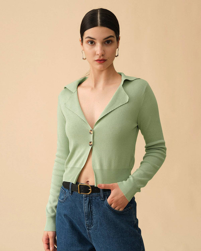 The Solid Ribbed Lapel Cardigan - RIHOAS