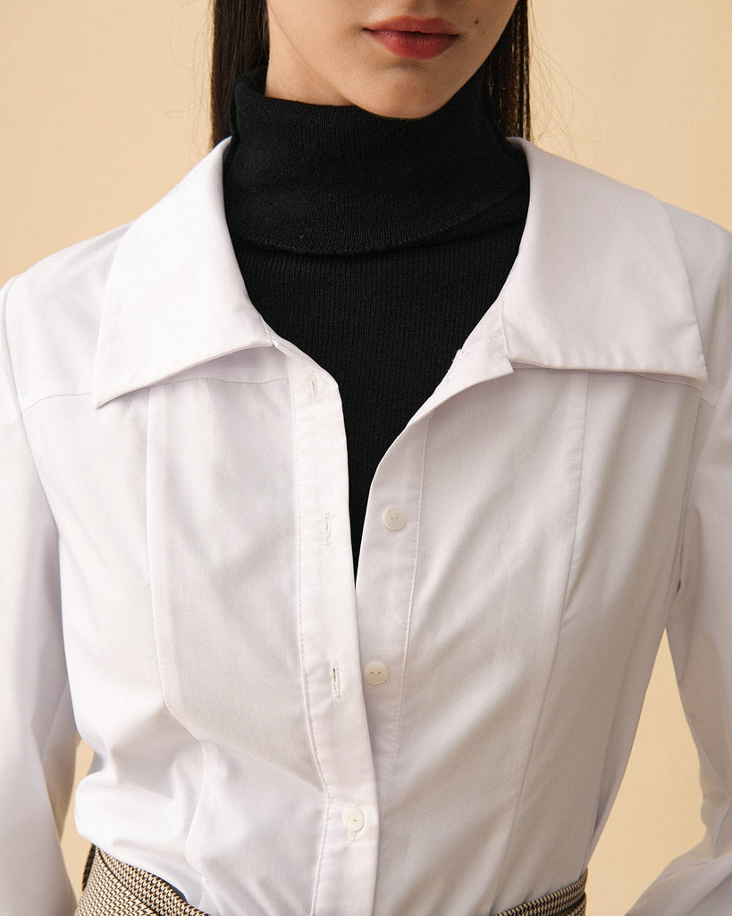 The Solid Lantern Sleeve Collared Shirt - RIHOAS