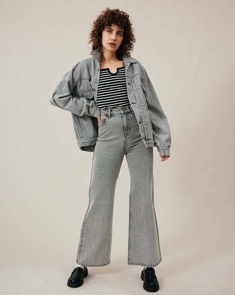 The Premium-fabric Vintage Wide-leg Flared Jeans - RIHOAS