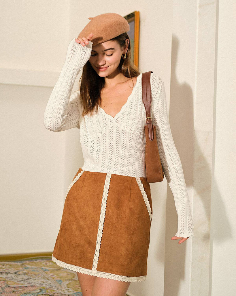 The Scallop-edge Solid Knit Top - RIHOAS