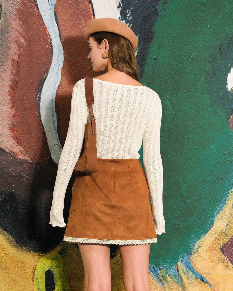 The Scallop-edge Solid Knit Top - RIHOAS