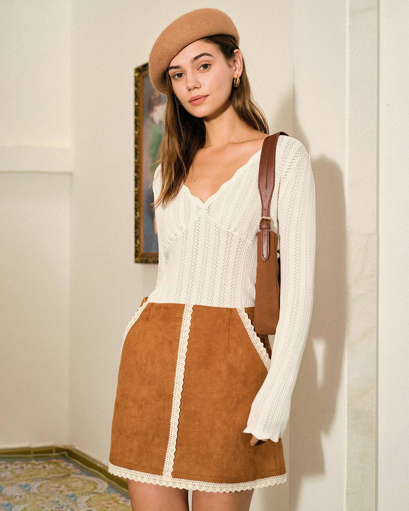 The Scallop-edge Solid Knit Top - RIHOAS