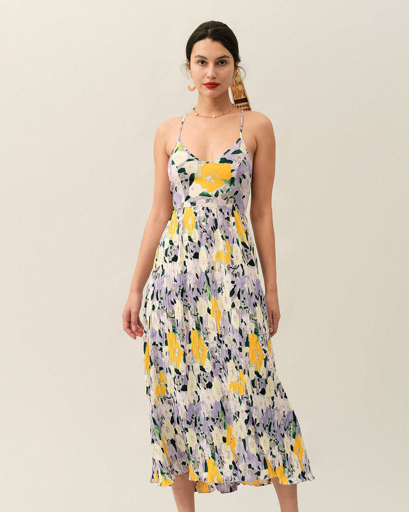 The Floral Backless Tie Strap Maxi Dress - RIHOAS