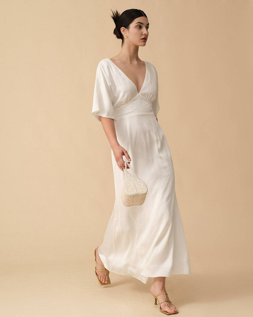 The Backless Satin Slit Maxi Dress - RIHOAS