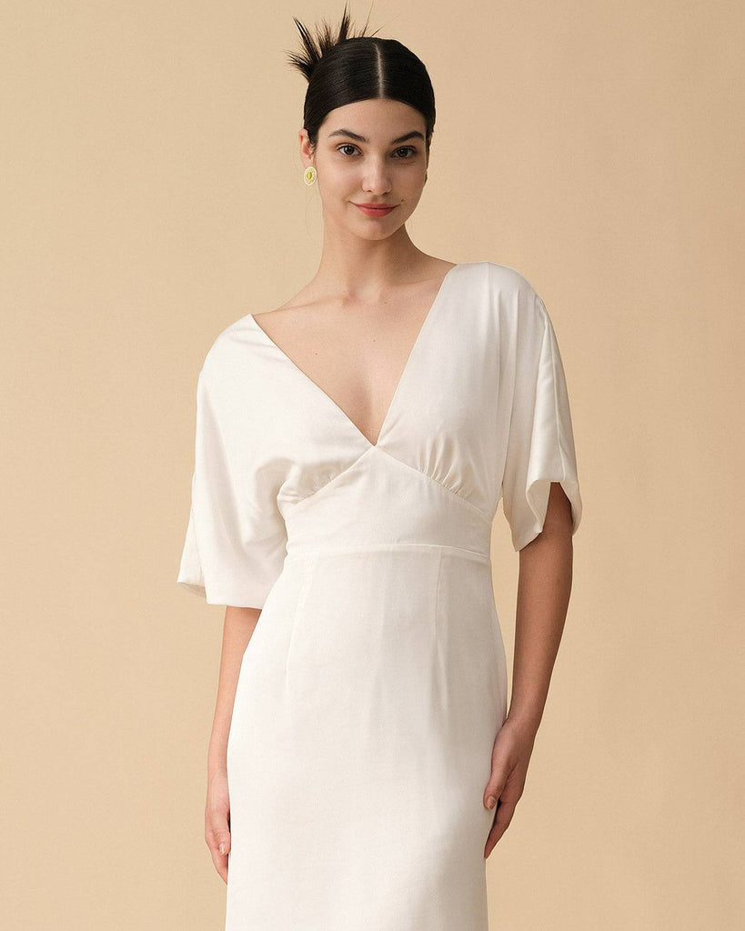 The Backless Satin Slit Maxi Dress - RIHOAS