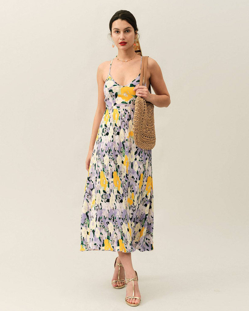 The Floral Backless Tie Strap Maxi Dress - RIHOAS