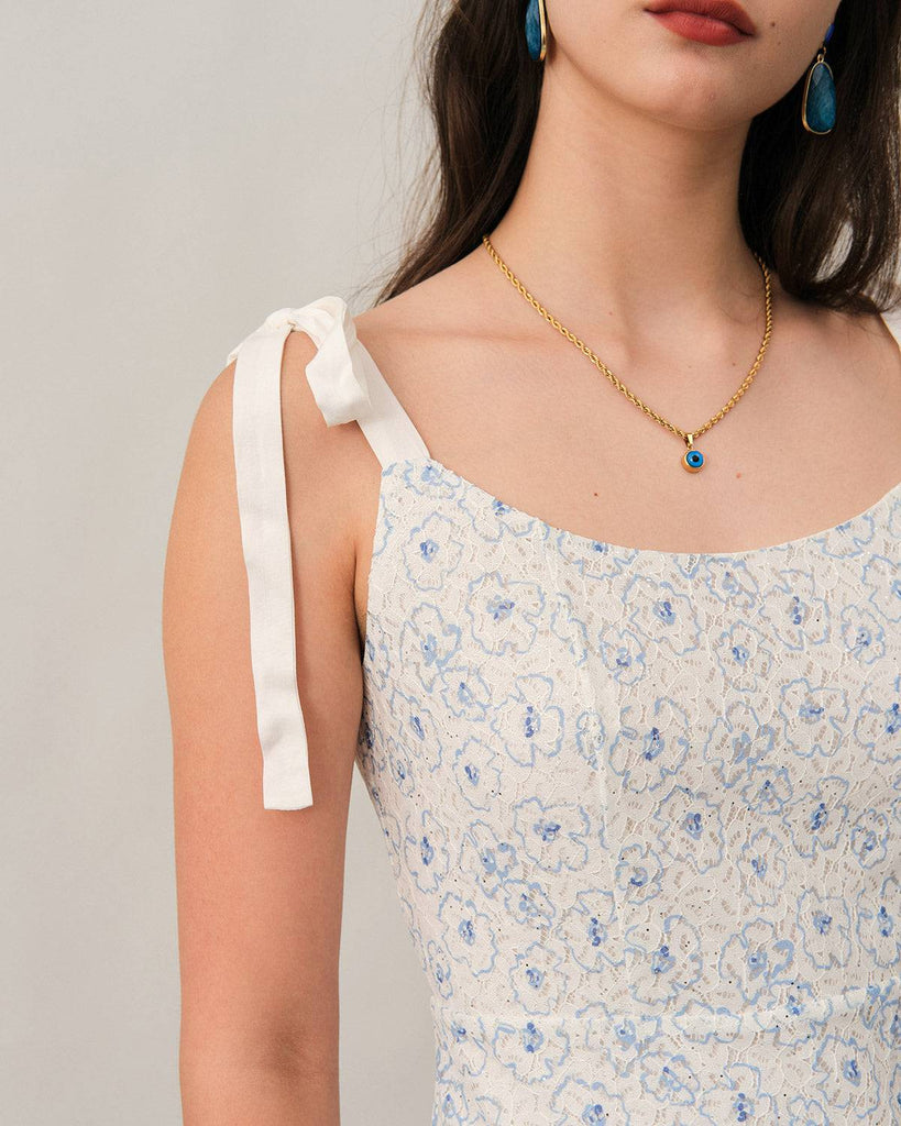 The Jacquard Tie Strap Backless Maxi Dress - RIHOAS