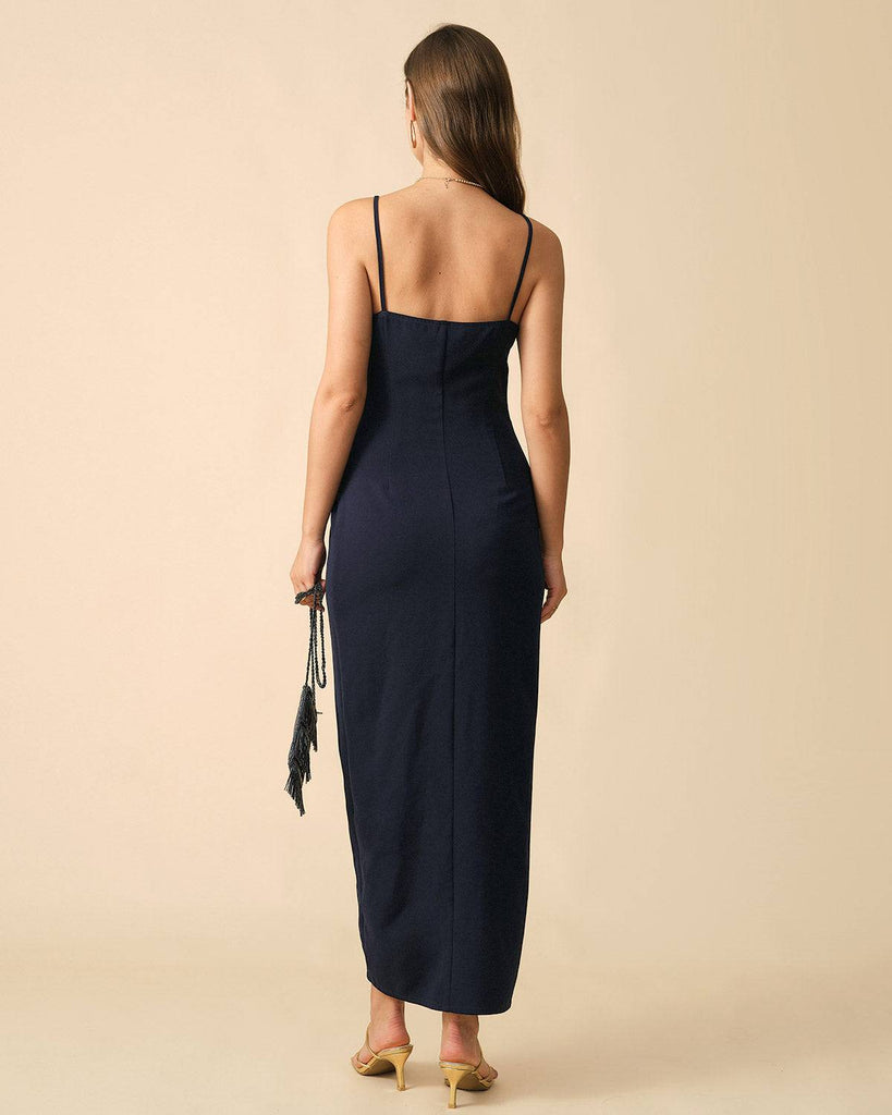 The Ruched Slit Bodycon Maxi Dress - RIHOAS