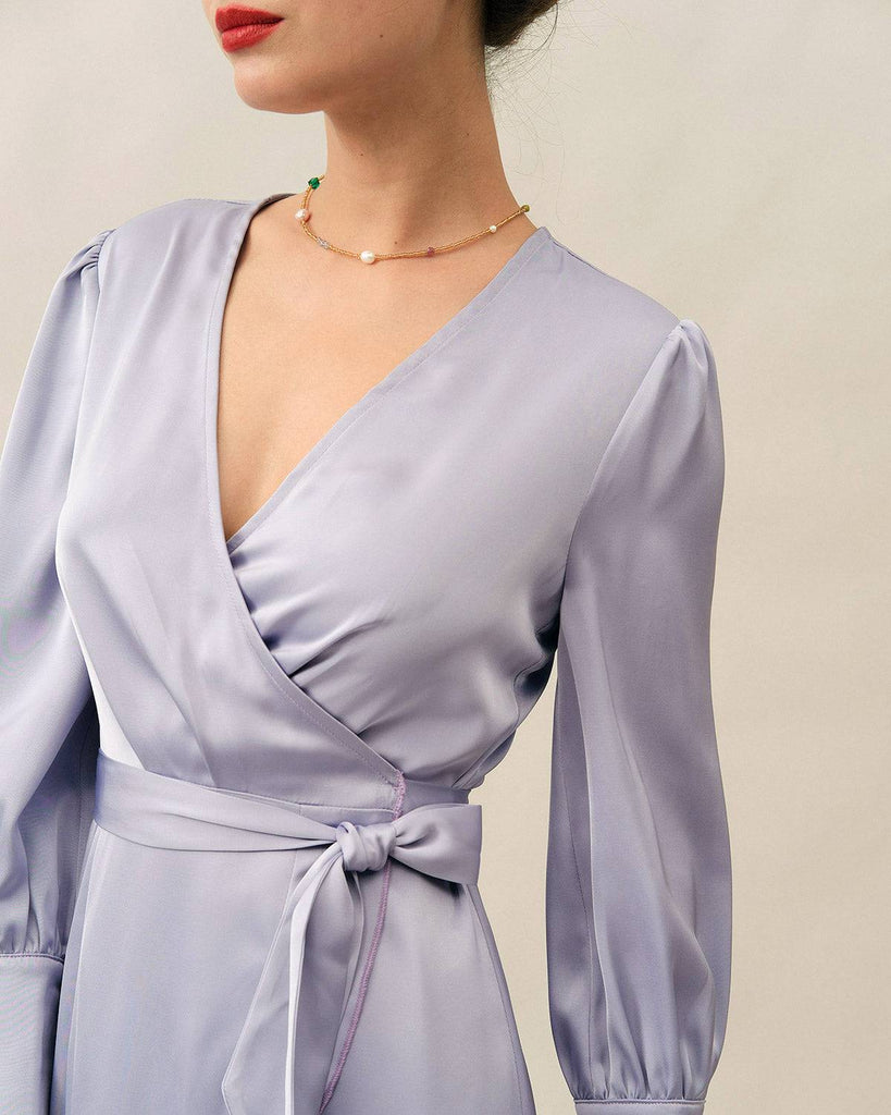 The Ruffle Satin Wrap Maxi Dress - RIHOAS