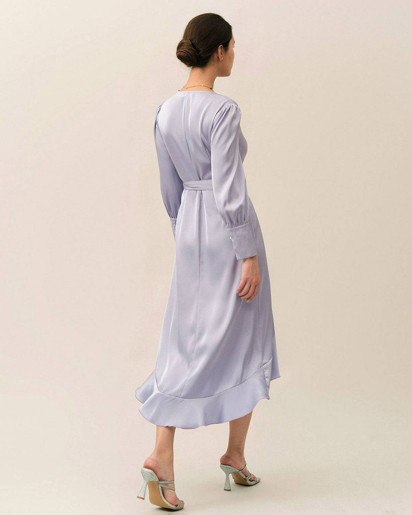 The Ruffle Satin Wrap Maxi Dress - RIHOAS