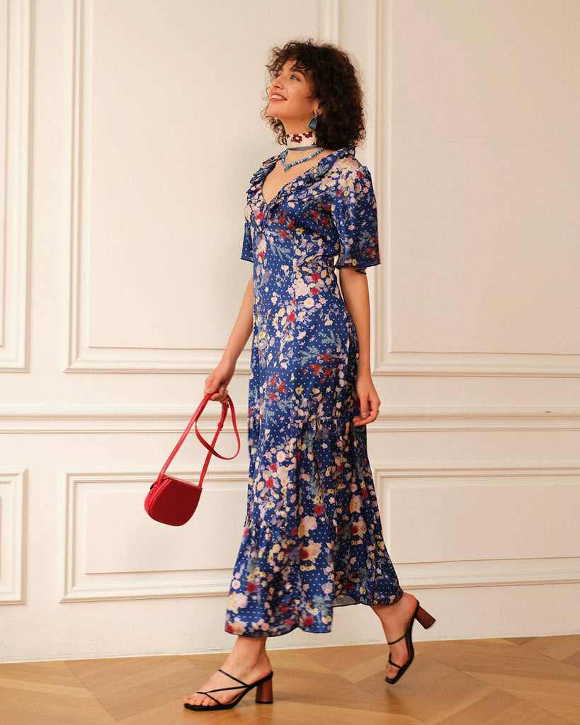 The Ruffle V Neck Maxi Dress - RIHOAS