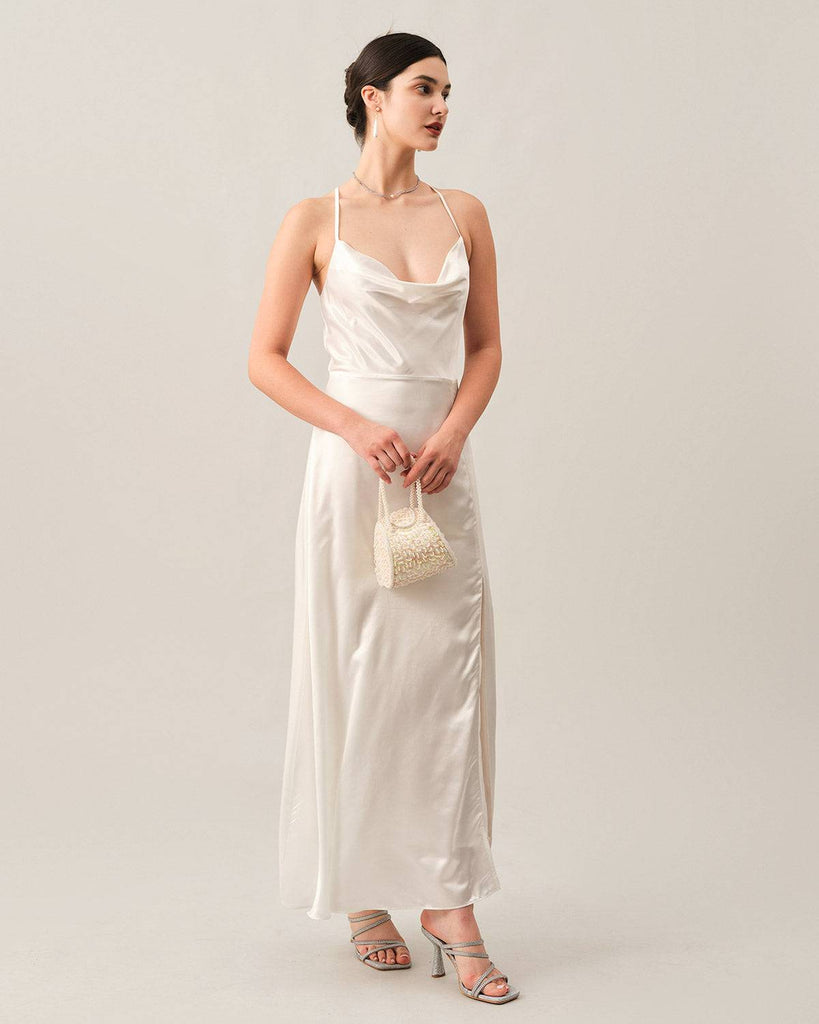 The Satin Split Hem Maxi Dress - RIHOAS