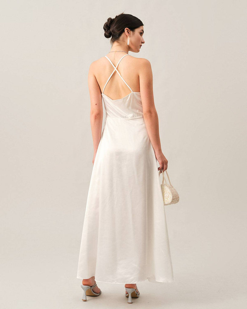 The Satin Split Hem Maxi Dress - RIHOAS