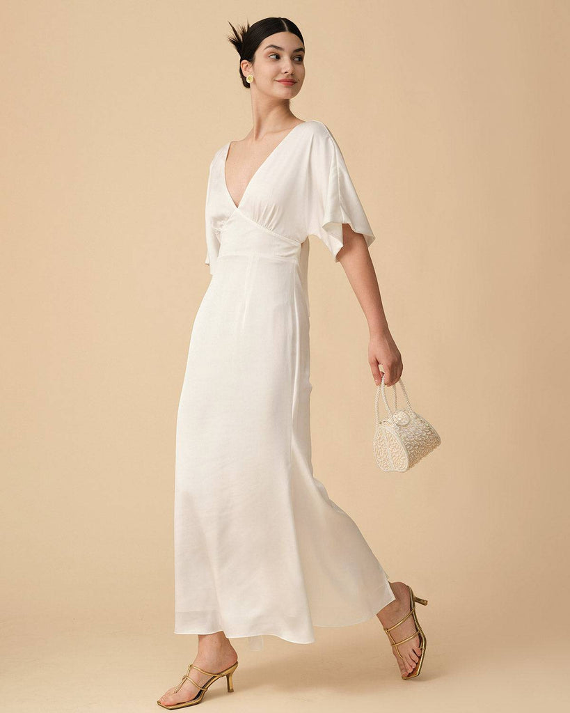 The Backless Satin Slit Maxi Dress - RIHOAS