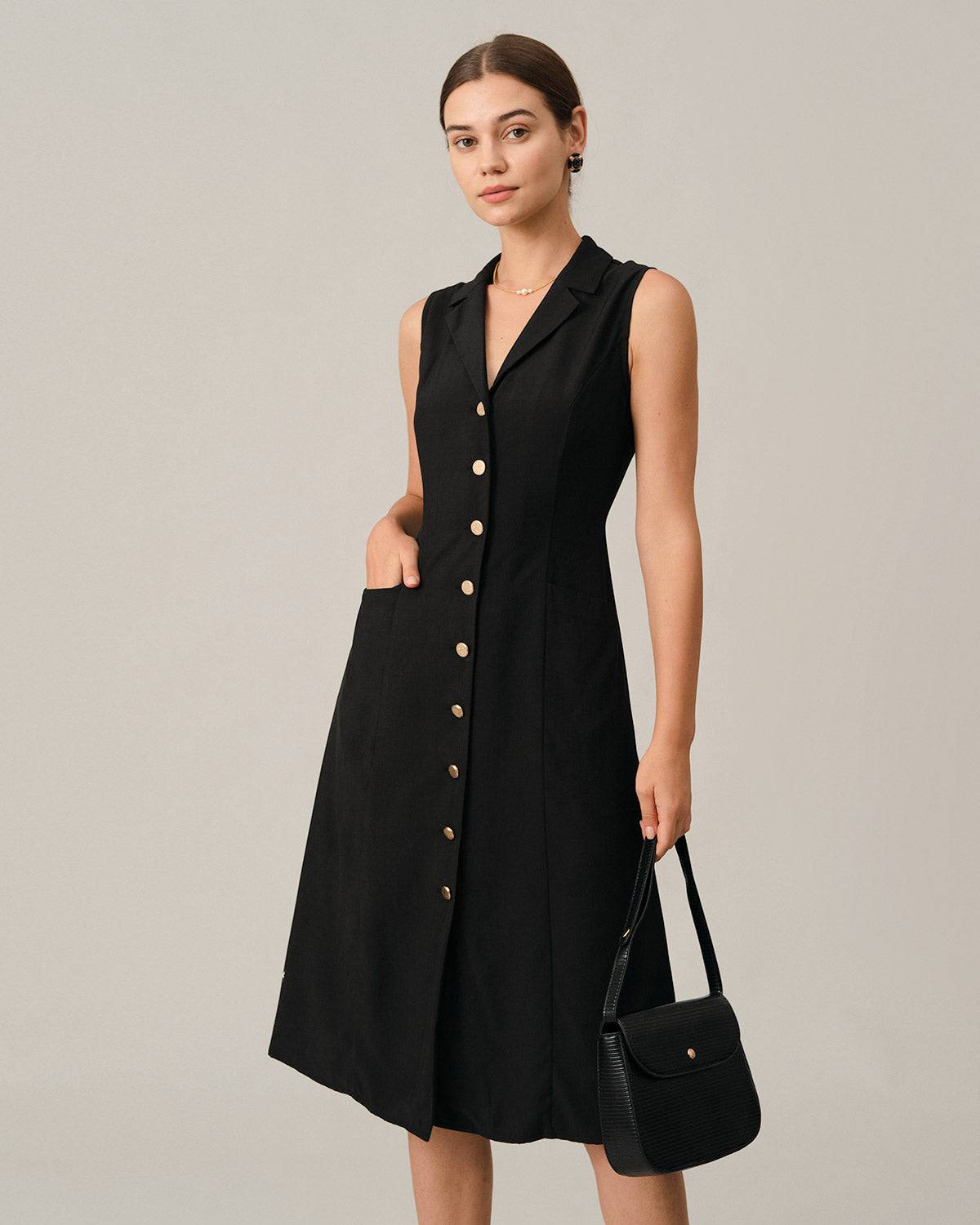 V Neck Tunic Midi Dress