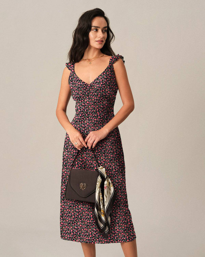 The Tulip Print Backless Midi Dress - RIHOAS