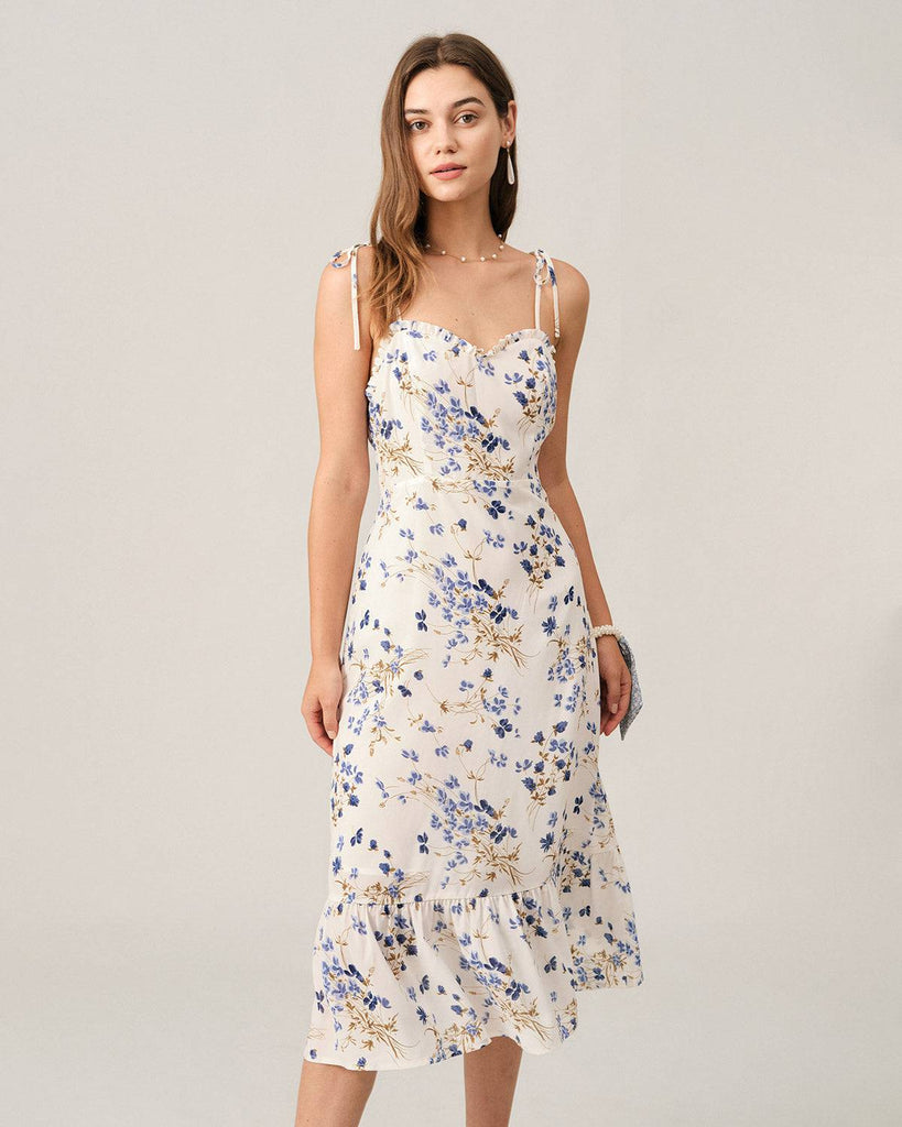 The Ruffle Hem Tie Strap Midi Dress - RIHOAS