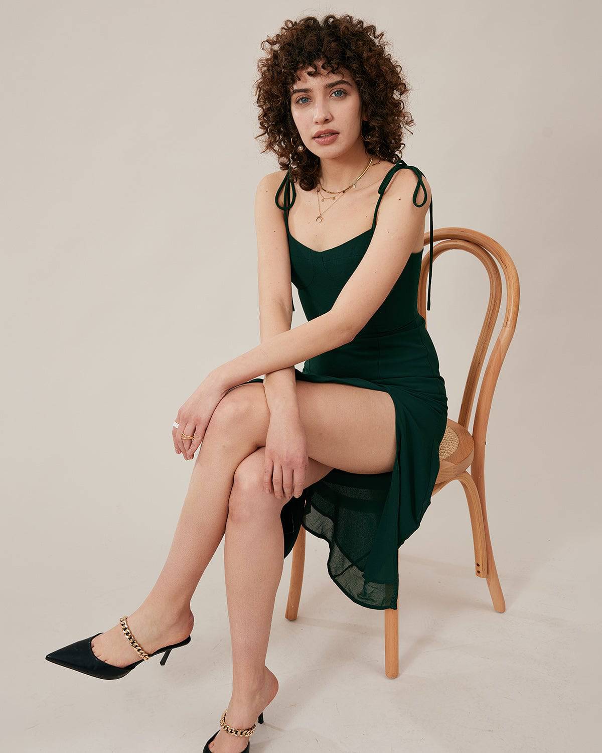 The Tie Spaghetti Strap Split Dress - Sexy Long Split Maxi Dress, Stylish Side Split Dress - Dark Green,Red | RIHOAS The Tie Spaghetti Strap Split Dress - Sexy Long Split Maxi Dress, Stylish Side Split Dress - Dark Green,Red | RIHOAS