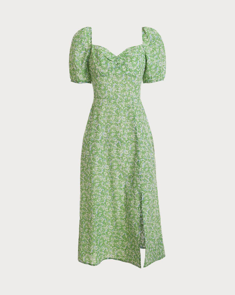 The Floral Side Split Midi Dress - RIHOAS