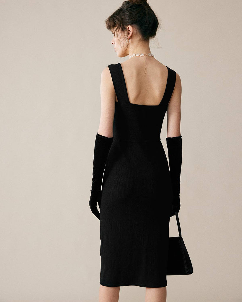 Square Neck Backless Midi Dress - RIHOAS