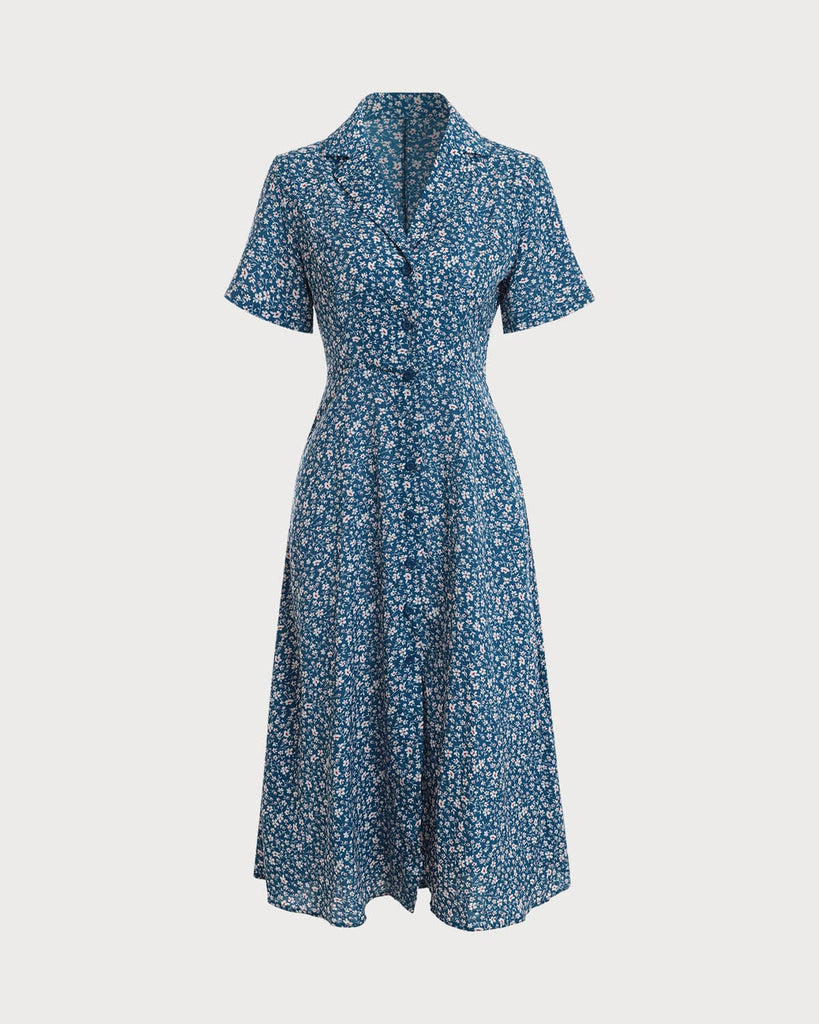 The Button-up V Neck Midi Dress - RIHOAS