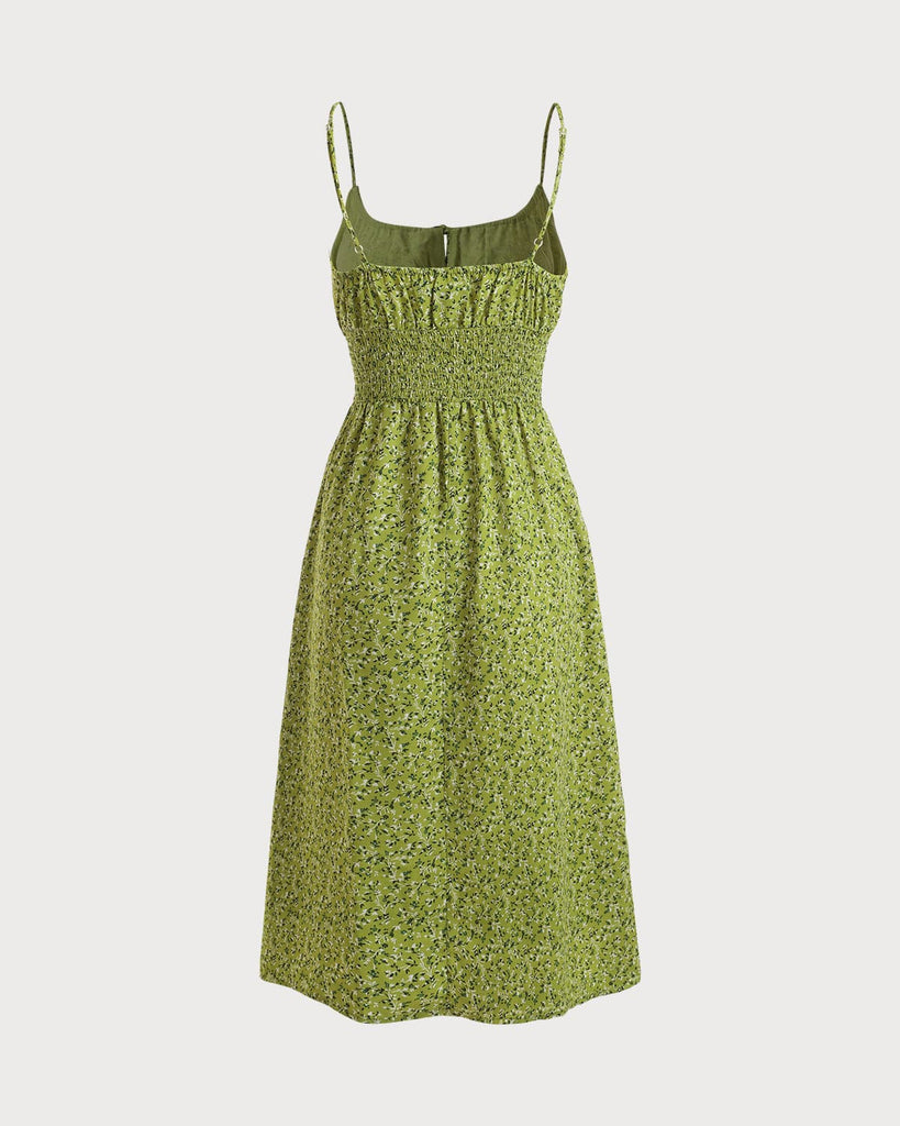 The Drawstring Neckline Floral Midi Dress - RIHOAS