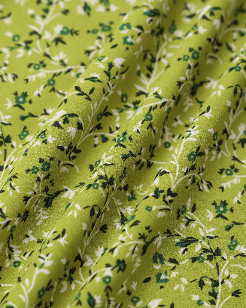 The Drawstring Neckline Floral Midi Dress - RIHOAS