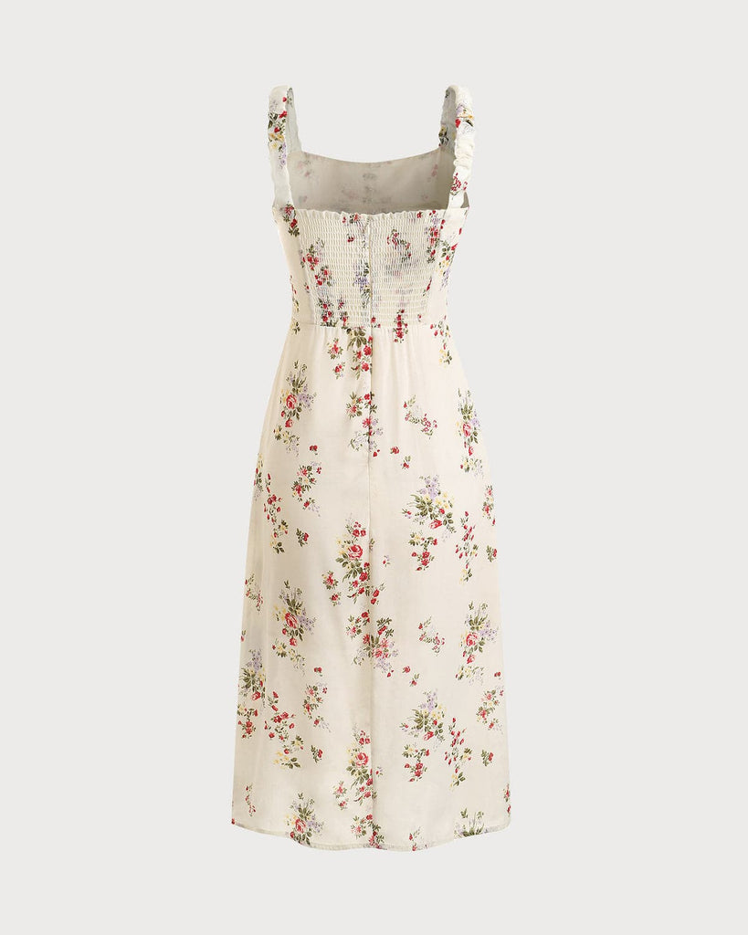 The Elasticized Shoulder Straps Floral Dress - RIHOAS