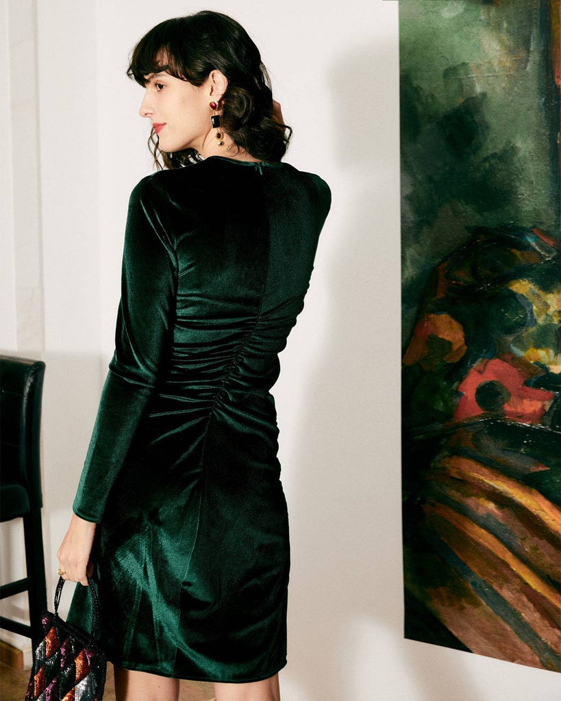 The Elegant Ruched Velvet Dress - RIHOAS