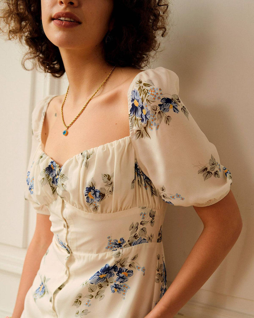 The Floral Ruffle Hem Midi Dress - RIHOAS