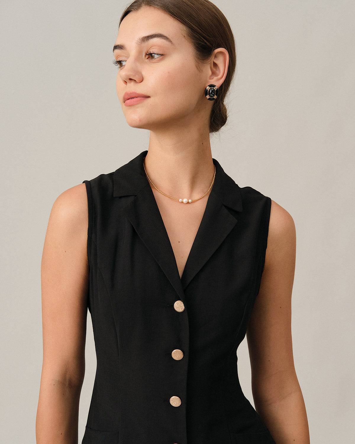 The Black V-Neck Tunic Midi Dress - Black V Neck Sleeveless Solid Midi Dress - Black - Dresses | RIHOAS The Black V-Neck Tunic Midi Dress - Black V Neck Sleeveless Solid Midi Dress - Black - Dresses | RIHOAS