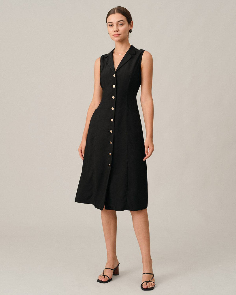 The Lapel Single-breasted Midi Dress - RIHOAS