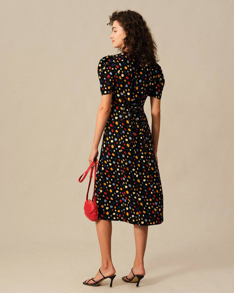 The Polka Dot Button-Up Midi Dress - RIHOAS