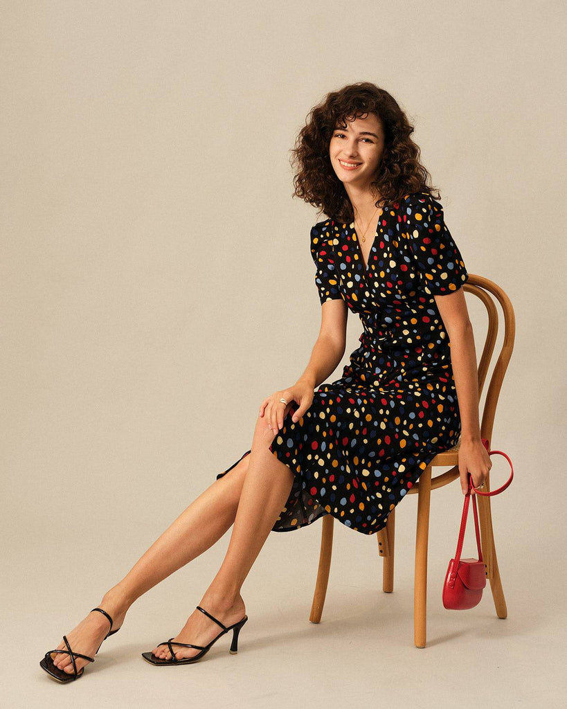 The Polka Dot Button-Up Midi Dress - RIHOAS