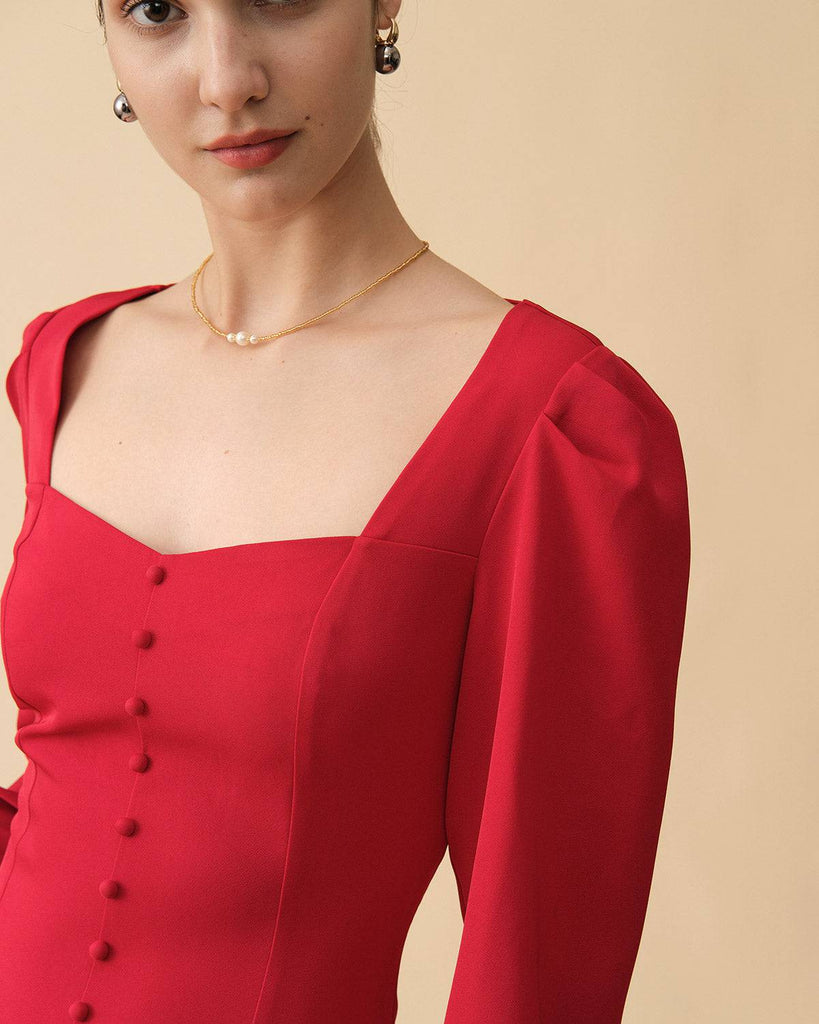 The Ruffle Hem Long Sleeve Midi Dress - RIHOAS