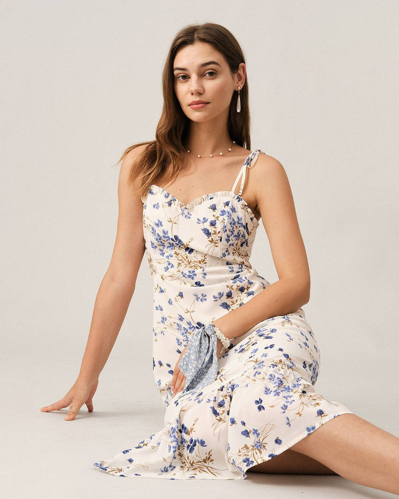The Ruffle Hem Tie Strap Midi Dress - RIHOAS