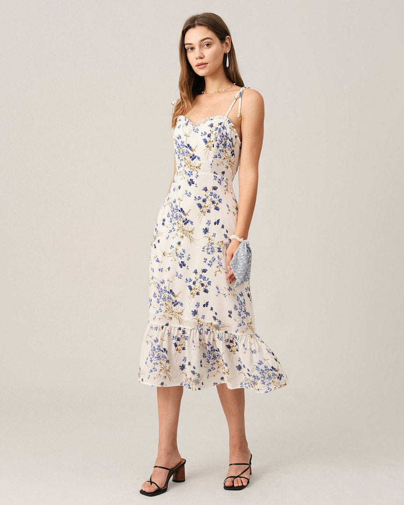 The Ruffle Hem Tie Strap Midi Dress - RIHOAS