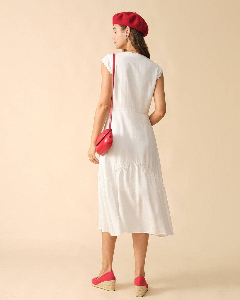The Solid Color Lapel Midi Dress - RIHOAS