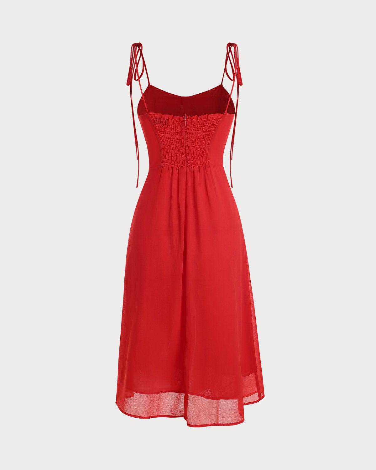 The Tie Spaghetti Strap Split Dress - Sexy Long Split Maxi Dress ...