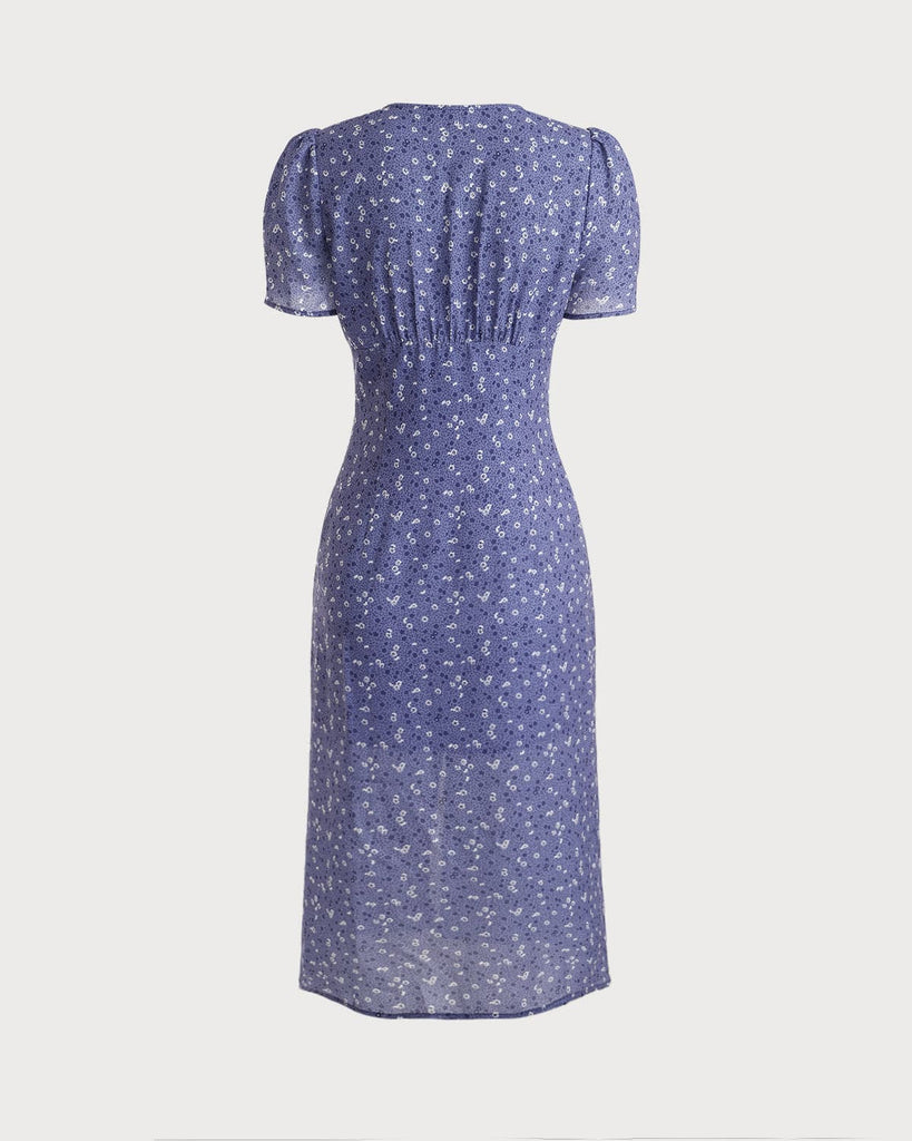 The V Neck Split Floral Dress - RIHOAS