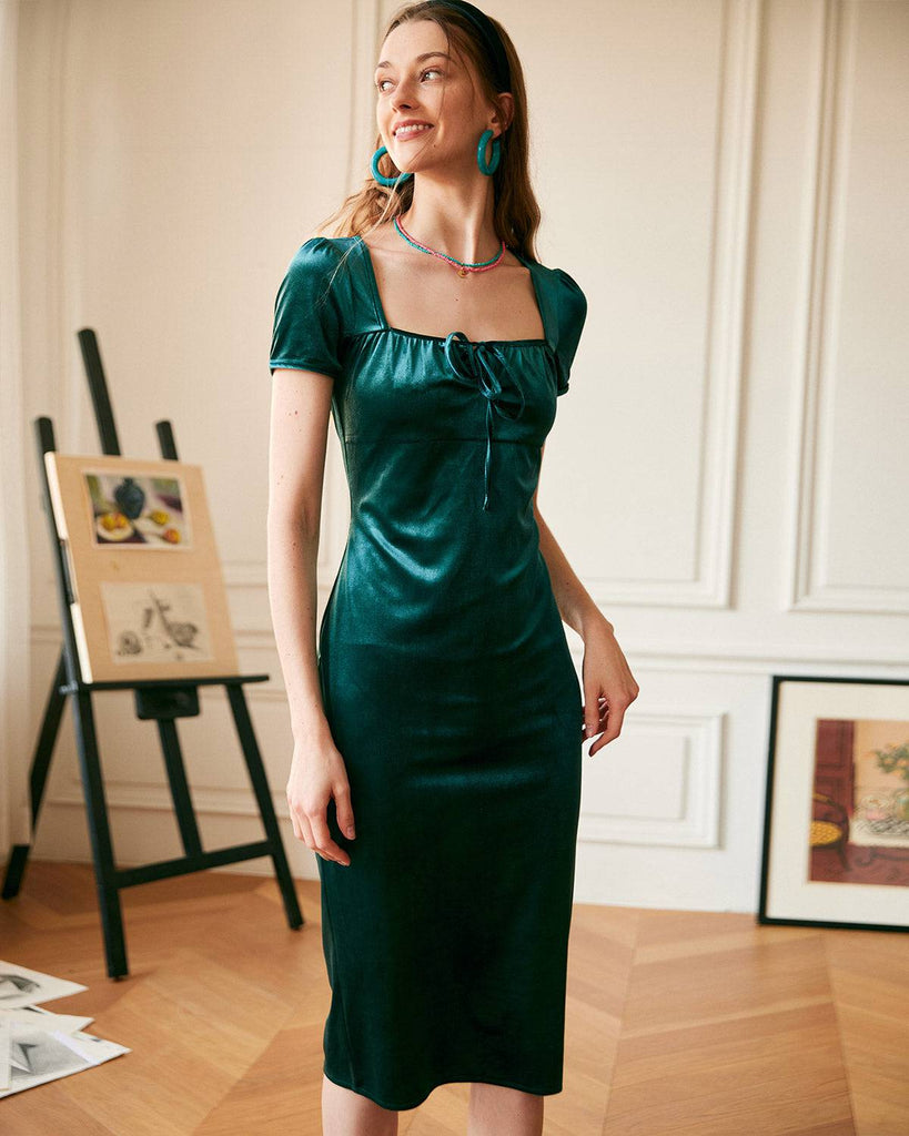 The Velvet Tie Bodycon Midi Dress - RIHOAS
