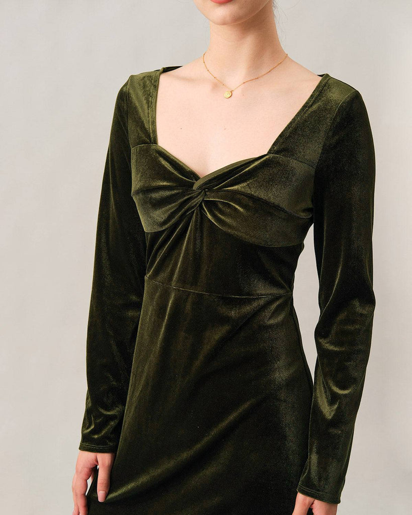 The Solid Velvet Mini Dress - RIHOAS