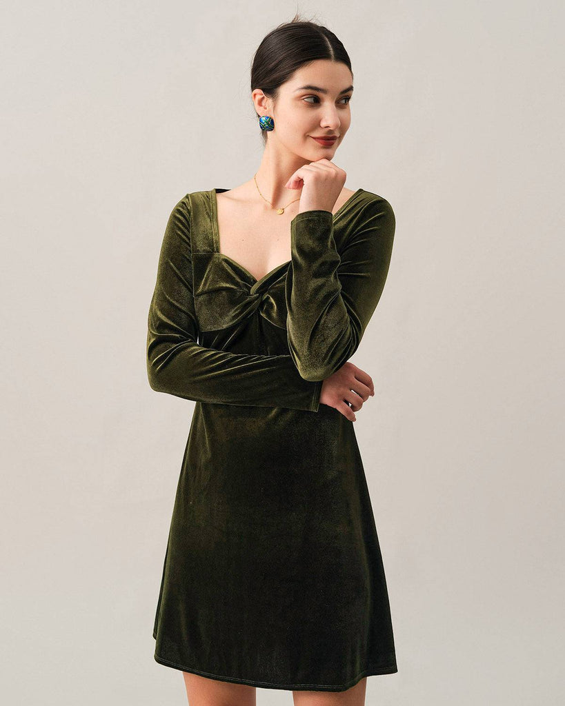 The Solid Velvet Mini Dress - RIHOAS