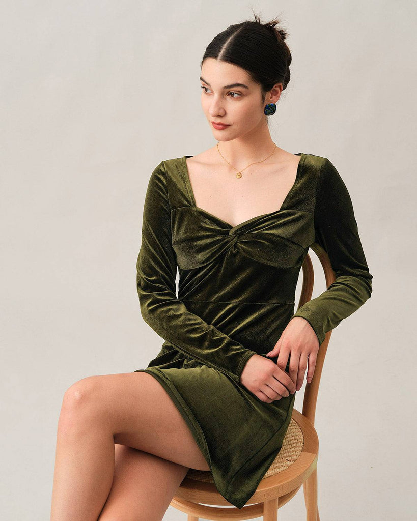The Solid Velvet Mini Dress - RIHOAS