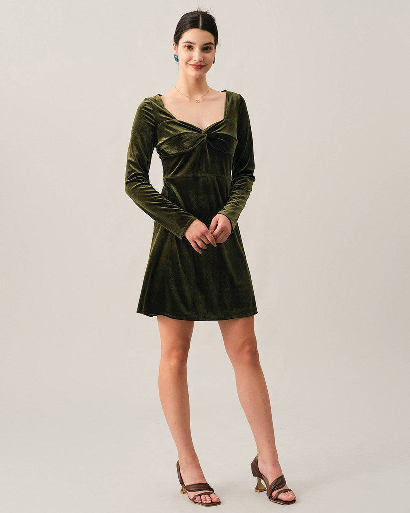The Solid Velvet Mini Dress - RIHOAS