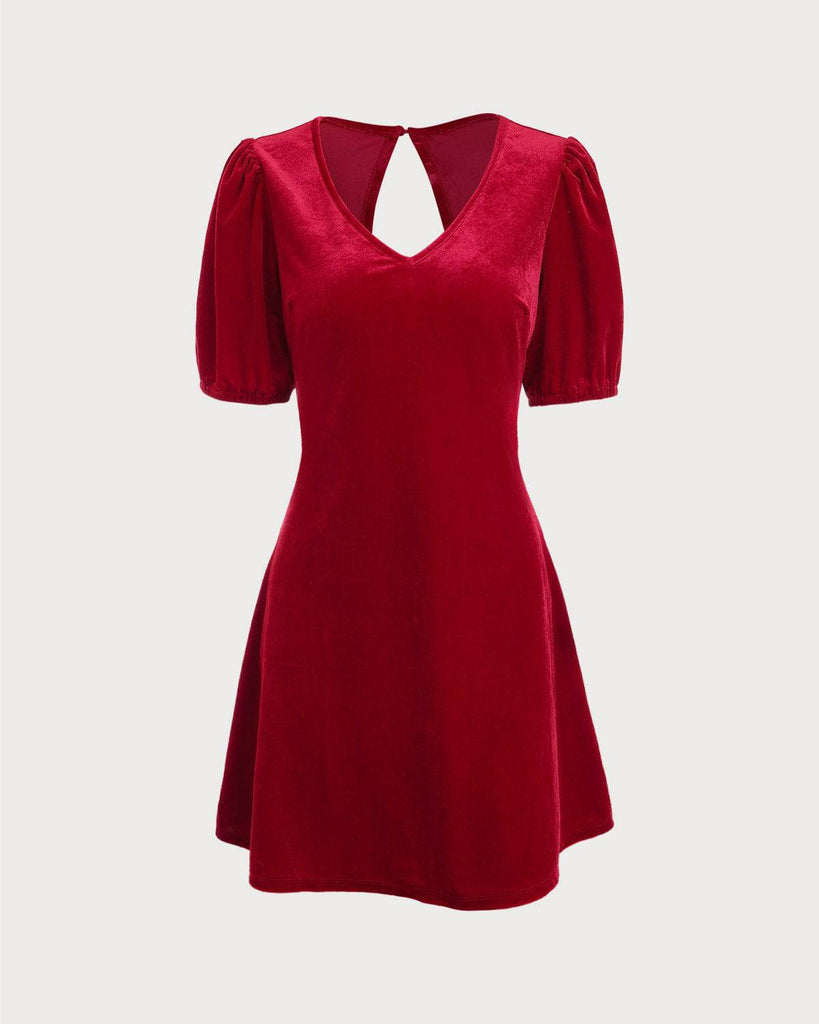 The Velvet Backless Puff Sleeve Mini Dress - RIHOAS