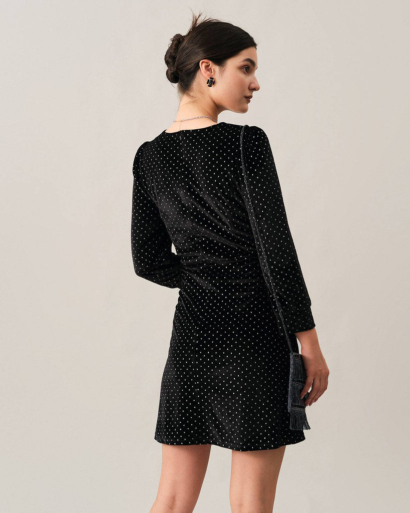 The Velvet Rhinestone Long Sleeve Mini Dress - RIHOAS