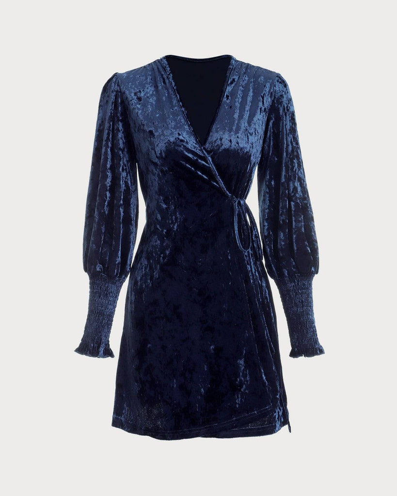 The Velvet Wrap Long Sleeve Mini Dress - RIHOAS